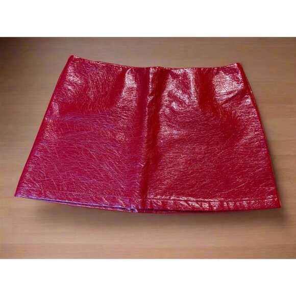 Beige Botany Ruby & Jenna Shiny Red Faux Leather Mini Skirt - Picture 1 of 3